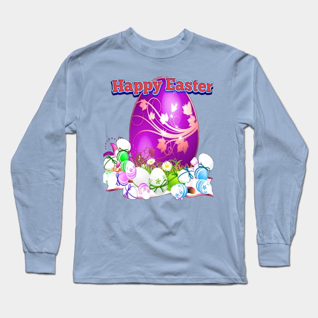 Happy Easter Long Sleeve T-Shirt by Bkr Agha Store